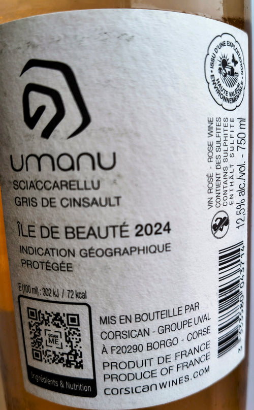 Vin rose sec Umanu 2024, Corsica, Franta